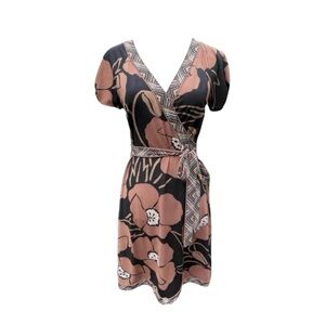 BCBG Black and Brown Floral Mini Dress
